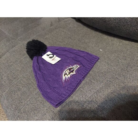 Womens New Era NFL Warm Fleece Lined Winter Beanie Hat Cap Baltimore Ravens. - Picture 3 of 8